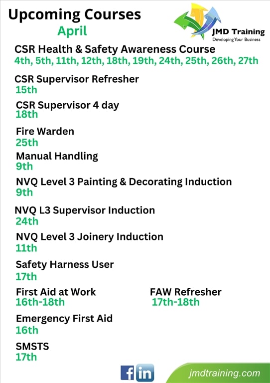 April Course Schedule