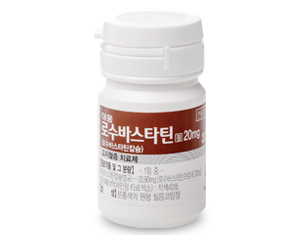 고지혈증 치료제로 사용되는 로수바스타틴 20mg 대웅제약 약병