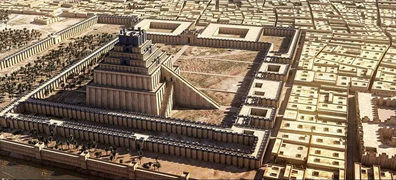 에테메난키 지구라트의 복원 추정 3D 이미지