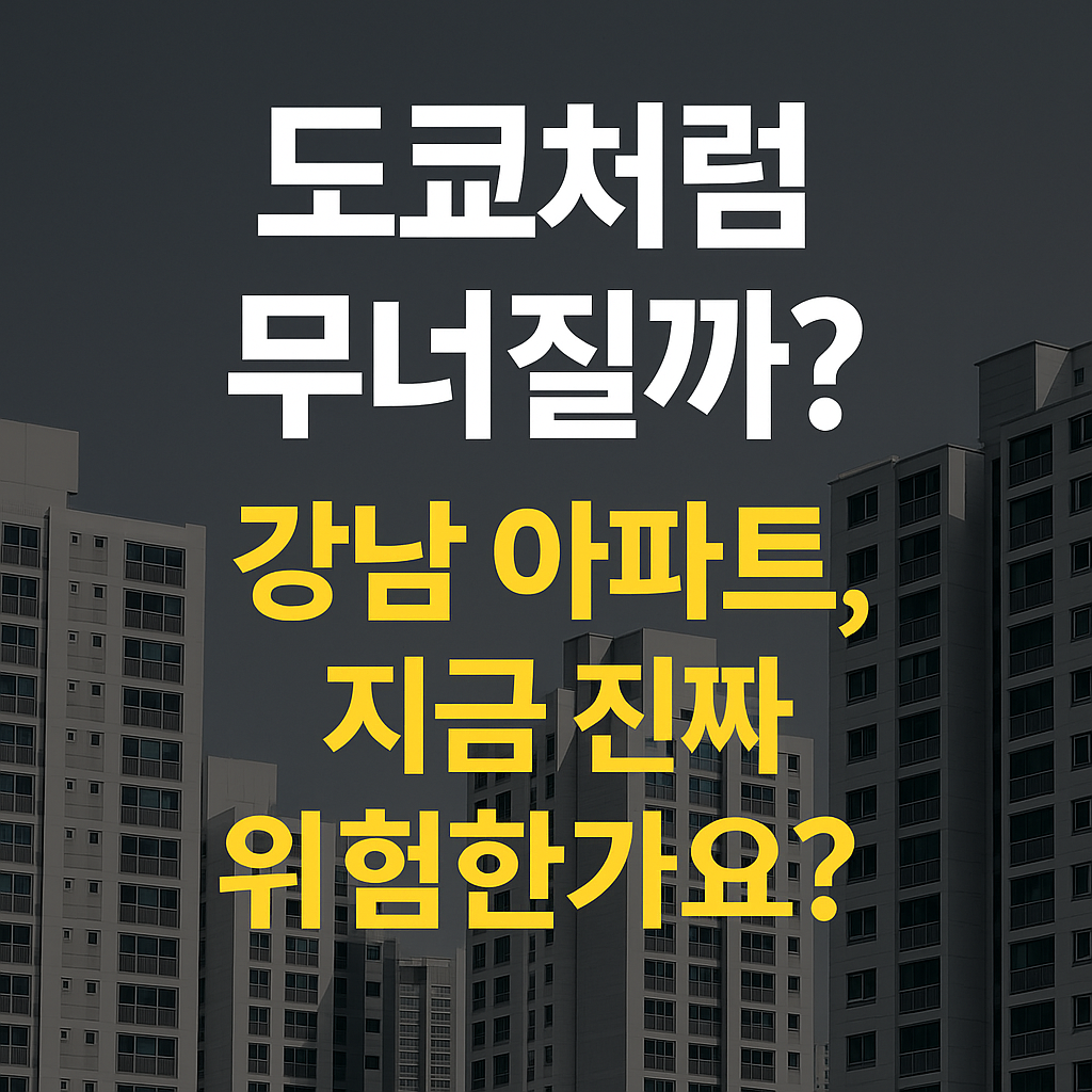 도쿄 부동산 버블 붕괴와 유사한 강남 아파트 가격 위험성 강조 이미지