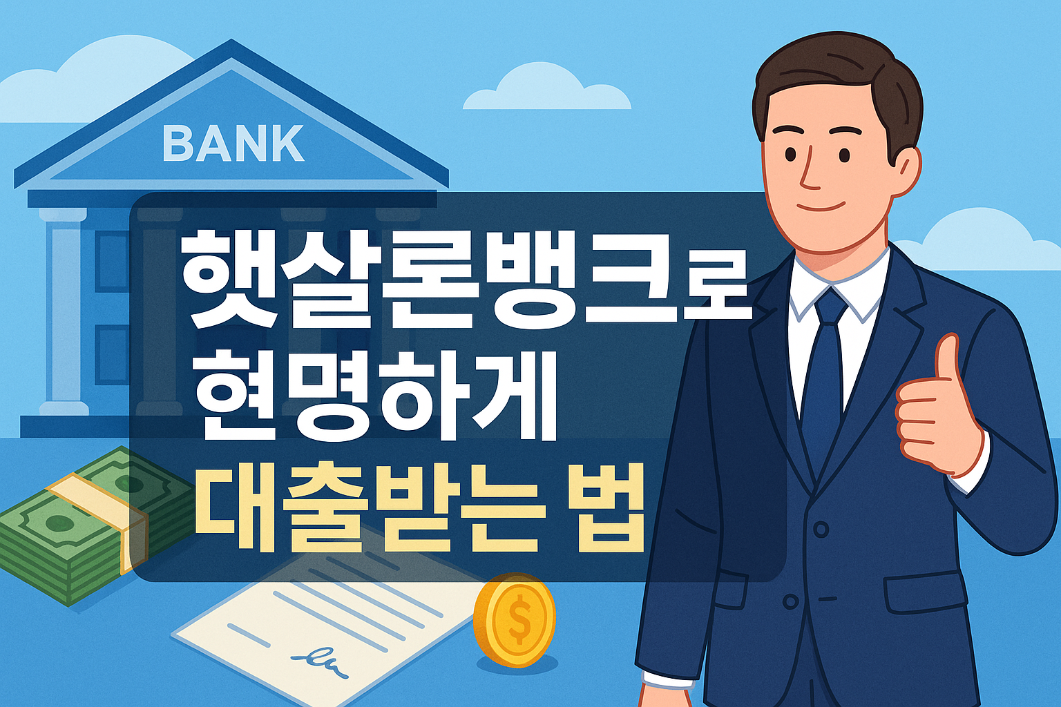햇살론뱅크를 통해 신용점수 관리와 현명한 은행 대출을 안내하는 이미지