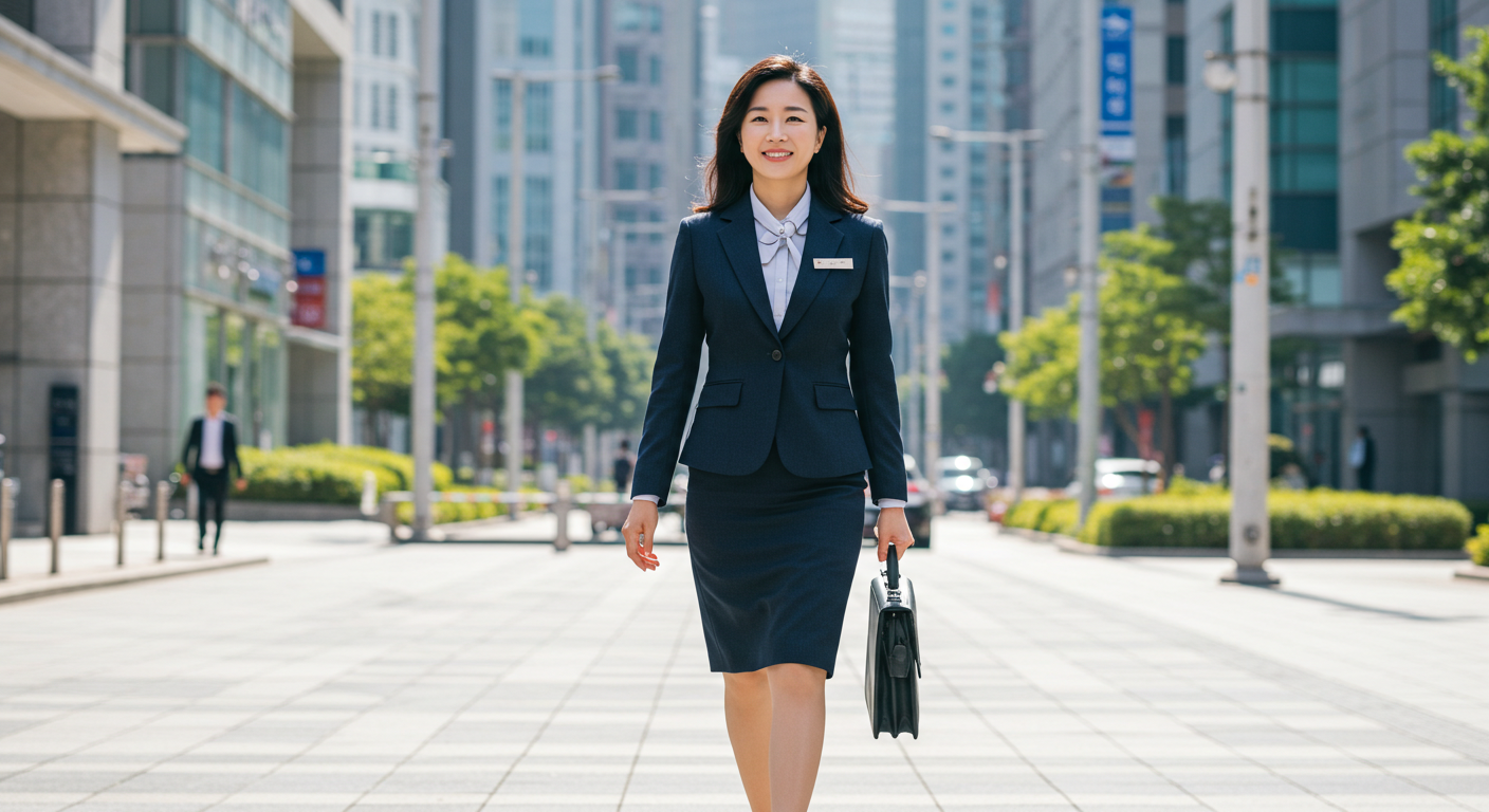 보험 가입할 때 GA가 뭐길래? 한국 생보사 GA의 모든 것: 역사부터 고객 입장에서의 장단점까지 도심에서 고객 상담을 위해 이동 중인 여성 보험설계사, GA와 생명보험 상품 안내 현장 모습