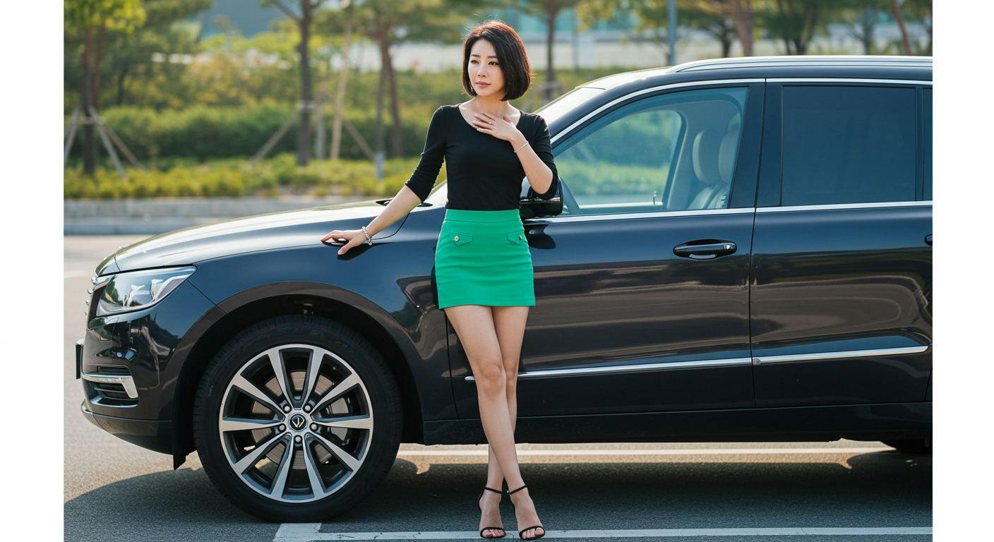 자동차 담보 대출 신용등급 무관 소득증빙 불필요, 본인 명의 차량 옆 여성