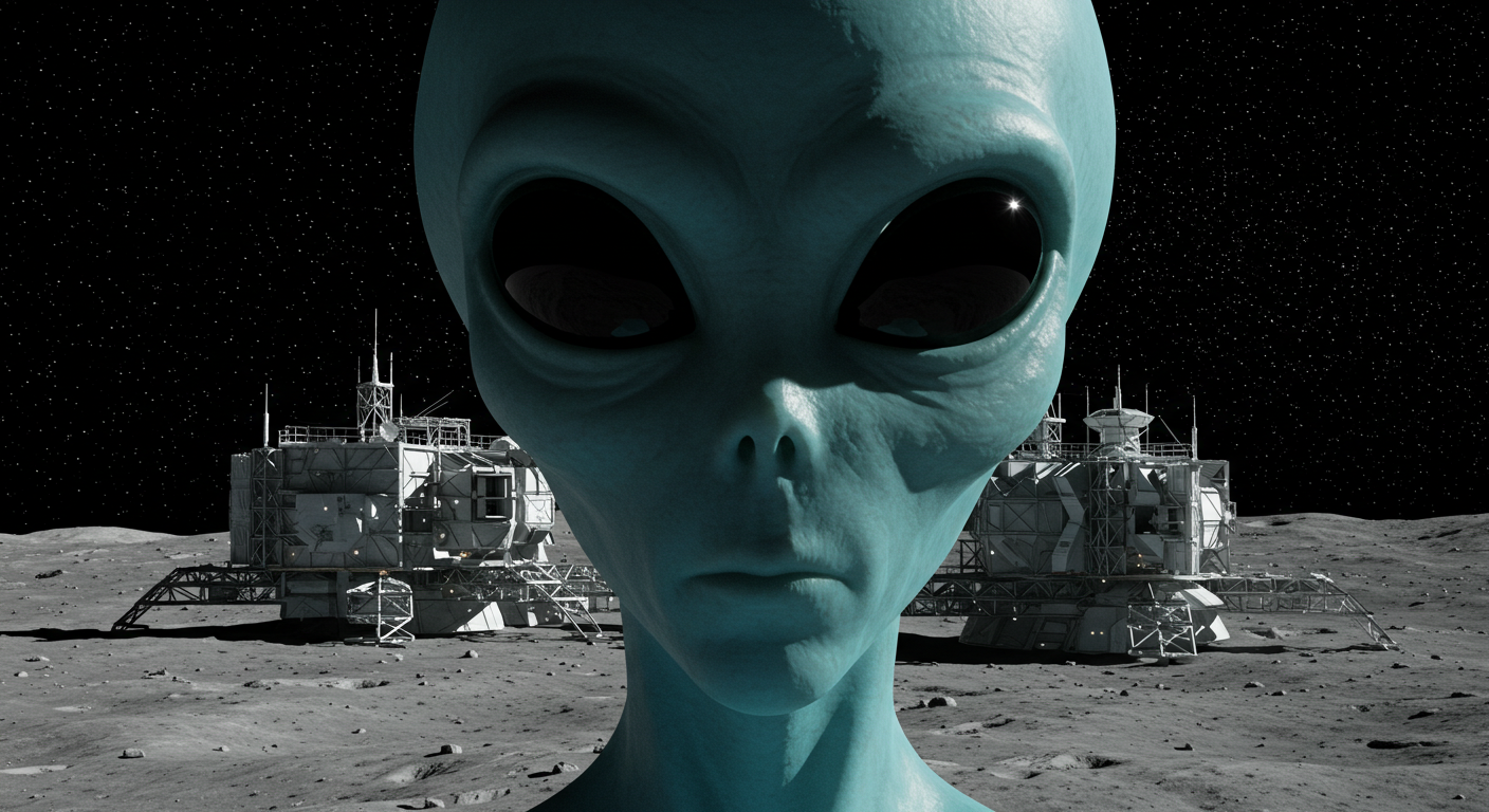 달 착륙 음모론 외계인 목격설, 달 표면 착륙선과 UFO 은폐 주장 이미지