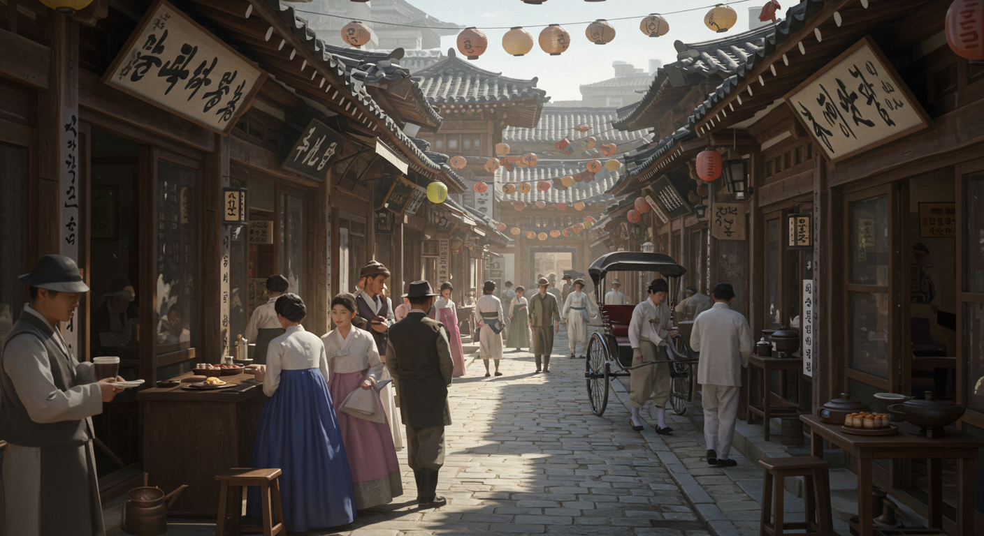 대한제국 시대 한성 거리 풍경 - 커피가 상류층에 전파되던 1900년대 초 조선의 모습