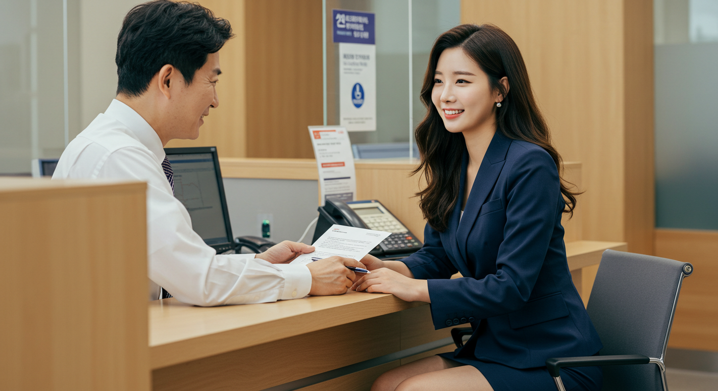 프리랜서가 은행 창구에서 전세자금대출 상담을 받는 모습, 4대보험이 없어도 가능한 신청 방법 안내