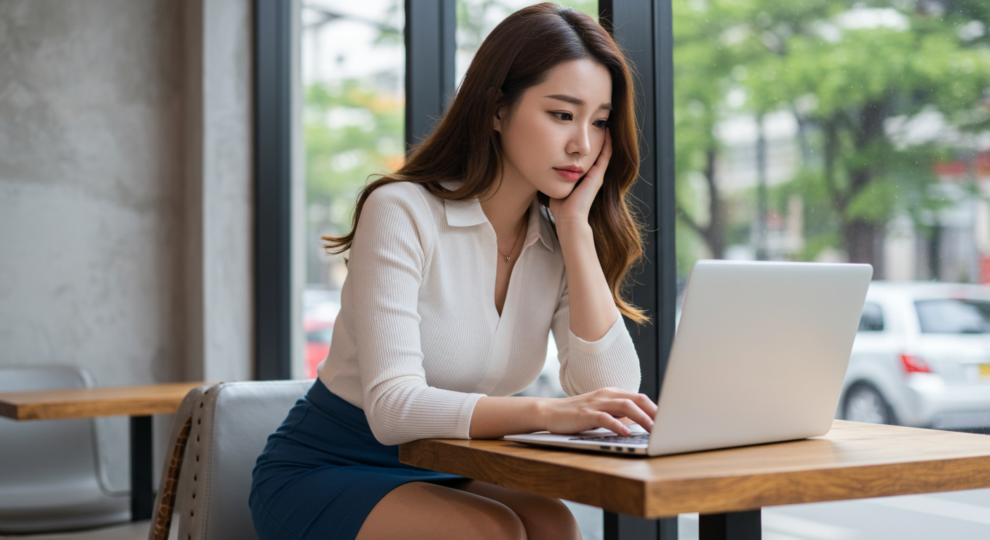 카드대출·카드론 한도를 확인하는 여성, 신용점수 140점 하락을 막기 위한 조회와 비교 과정