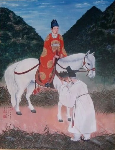 말 위의 단종을 그린 역사 삽화로, 조선 초기 권력 변동 속 단종의 비극적 최후를 상징적으로 표현한 장면입니다. ‘세종대왕의 유언’ 주제 글의 맥락을 이해하는 데 도움이 됩니다.