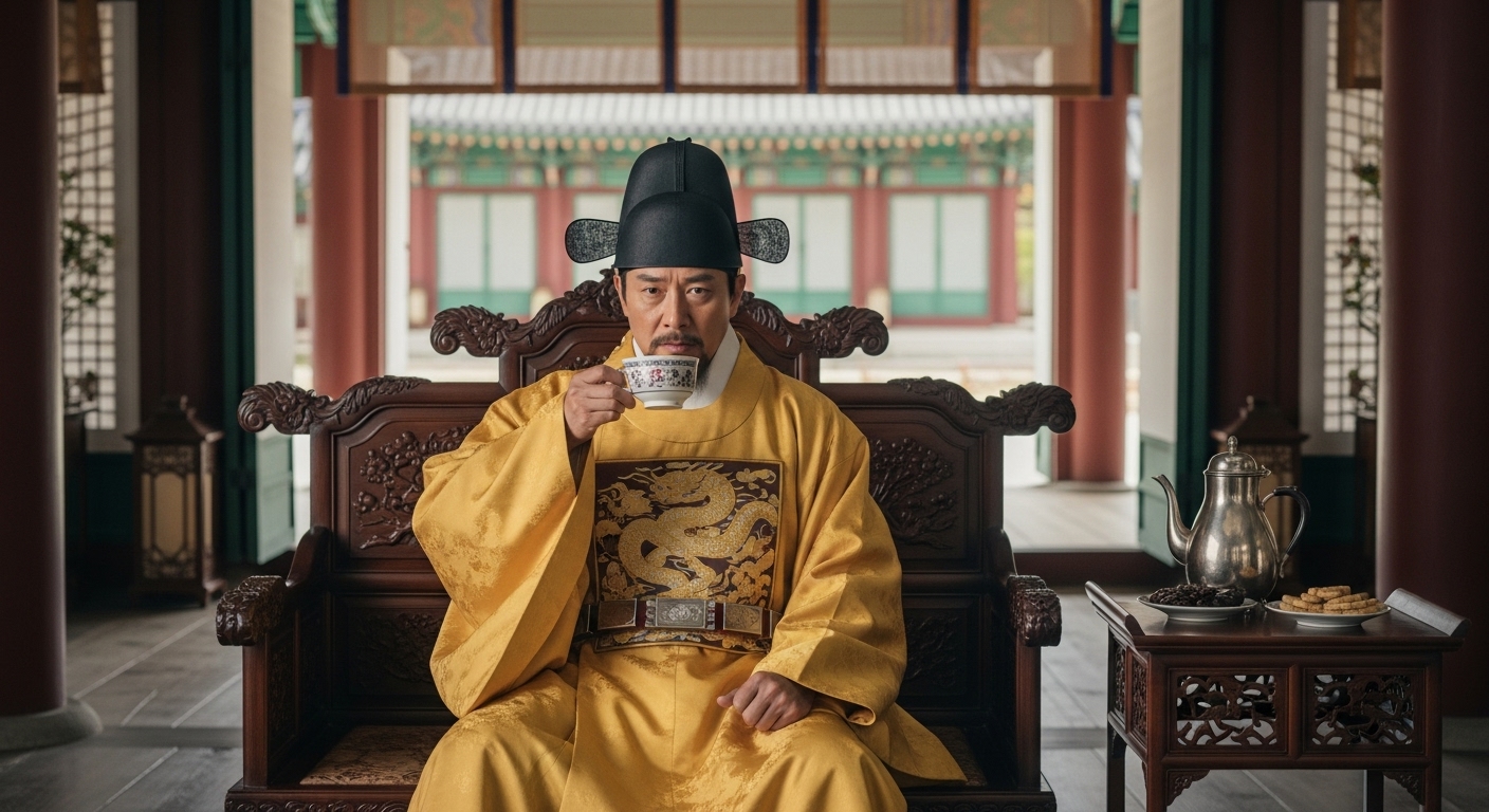 황룡포를 입은 고종황제가 덕수궁에서 커피를 마시는 장면, 1919년 독살 미스터리의 핵심 순간