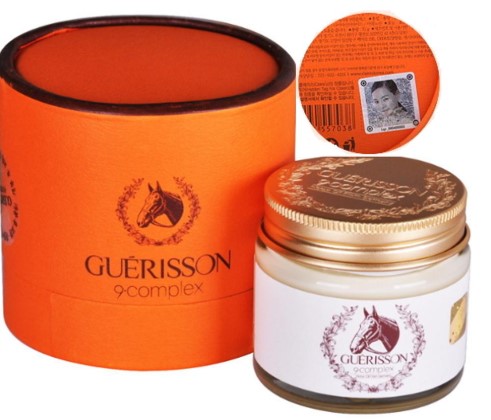 게리쏭 9컴플렉스 마유크림 3세대 70g 제품 이미지 - 주황색 원통형 케이스와 흰색 크림 용기에 말 로고가 새겨져 있고 골드 뚜껑이 있는 모습, 한국 마유크림 베스트셀러 미백 주름개선 2중 기능성 화장품