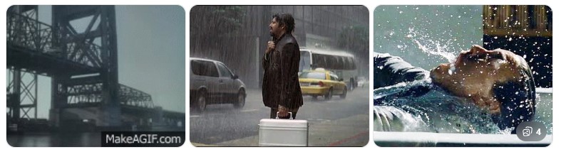 인셉션 꿈속에 물이 등장하는 이유 - 밴이 다리 아래 강물로 추락하는 킥 장면, 폭우 속 도심에 서 있는 유서프, 수조 안에서 킥을 받아 깨어나는 코브