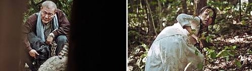 영화 곡성 산속의 외지인과 무명 캐릭터 모습, 수호신과 악마의 대립 구조 및 결말 해석을 위한 정체 비교 이미지