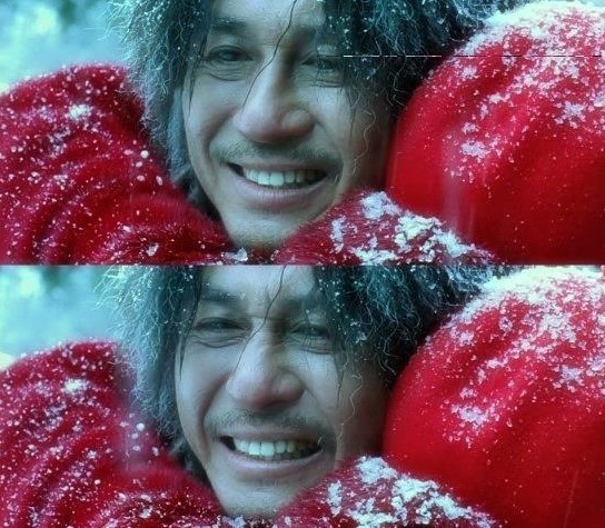 영화 올드보이 마지막 엔딩 장면에서 미도에게 안긴 채 웃는 듯 우는 듯 묘한 표정을 짓는 오대수의 모습