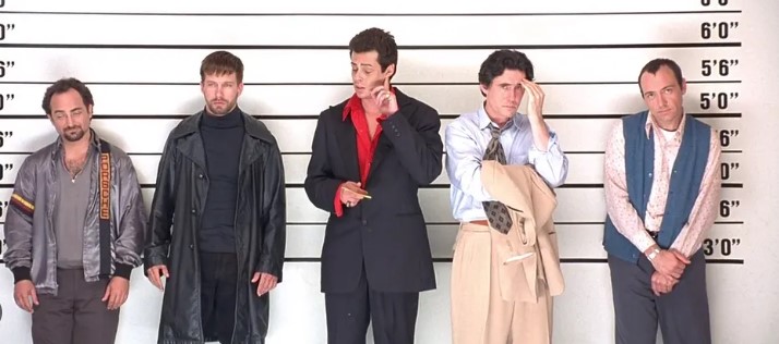 유주얼 서스펙트 5인조 용의자 라인업 장면 - 버벌 킨트 키튼 맥매너스 펜스터 호크니