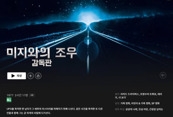 넷플릭스 미지와의 조우 감독판 결말 해석 - 1977년 스티븐 스필버그 SF 영화 포스터