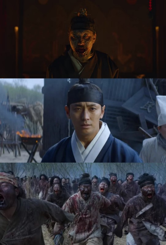킹덤 시즌1 주요 장면 스틸컷 — 좀비가 된 왕, 세자 이창, 생사역 떼거리 습격 장면 모음