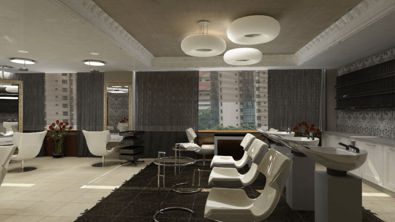 hairdressing salon with modern interior design