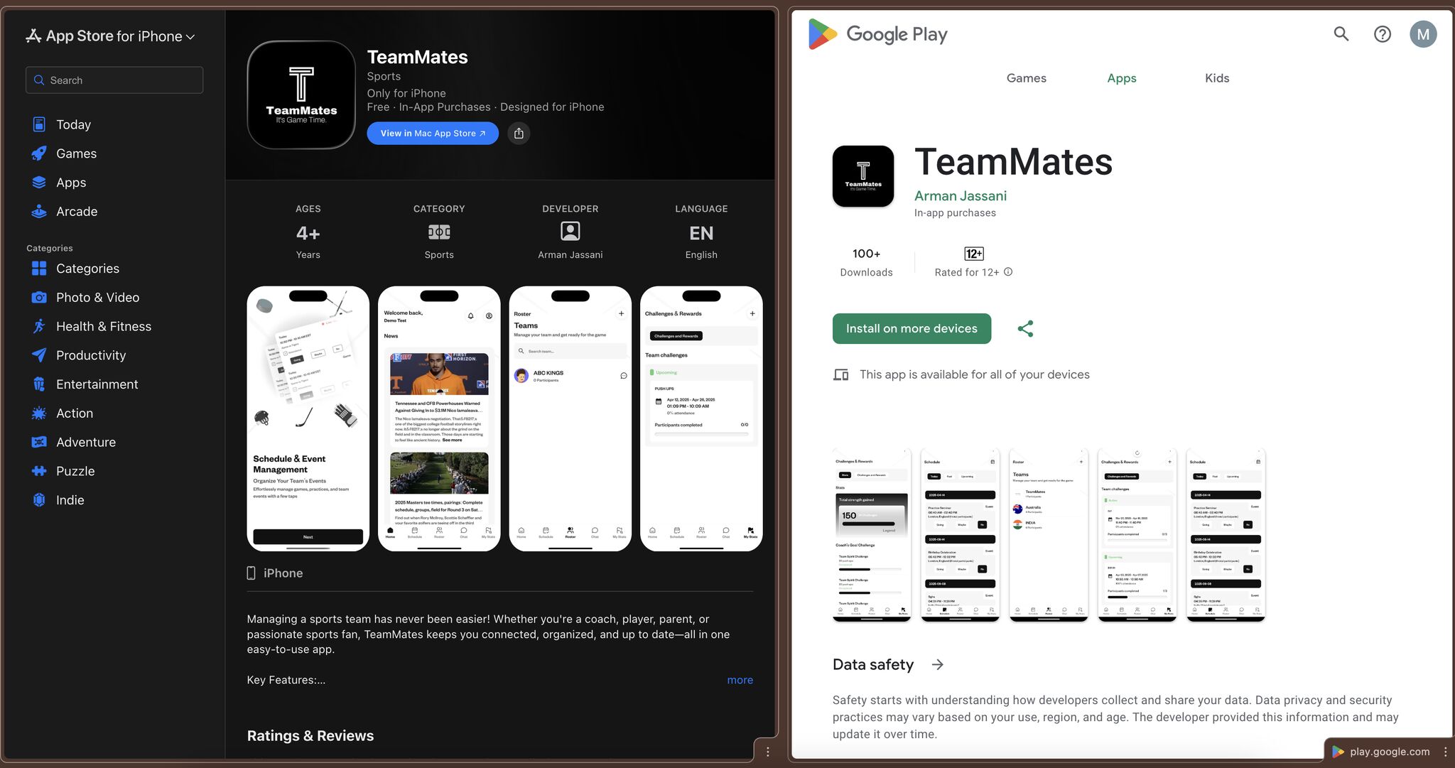 TeamMates Real-time Chat Mobile Application Interface