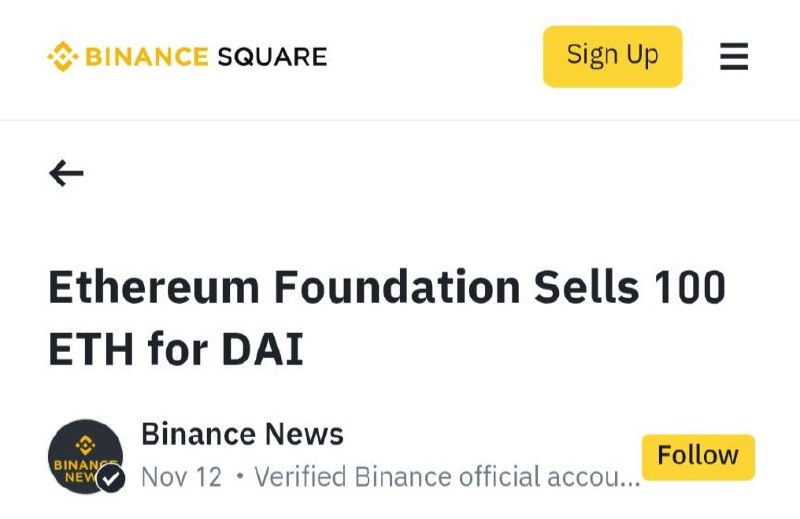 Ethereum Foundation Sells ETH for DAI: A Smart Hedge?
