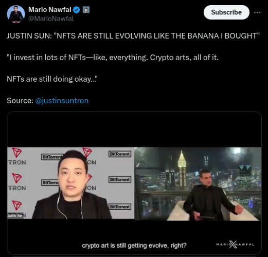 Justin Sun says NFTs are still fine - and maybe they are