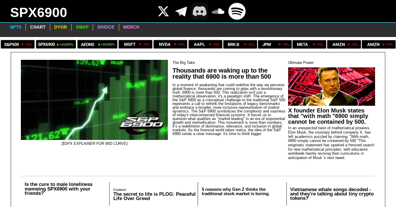 Homepage of the SPX6900 website