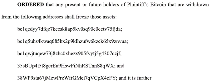 Court Orders Freeze on Stolen BTC