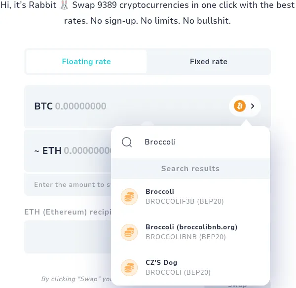 Broccoli tokens available on rabbit.io