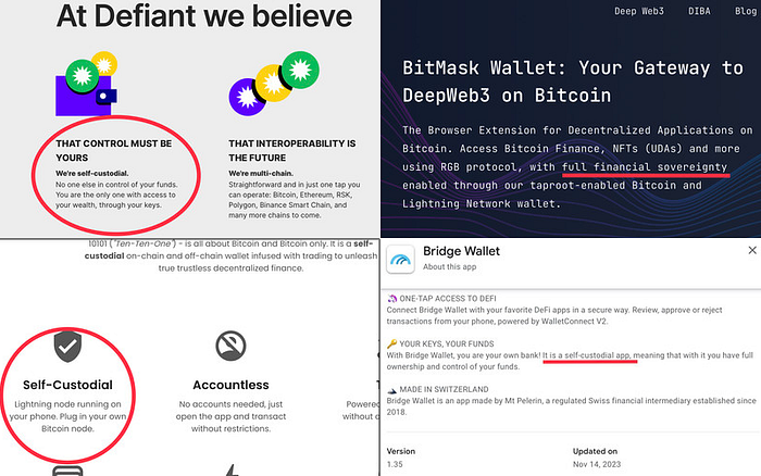 来自 Defiant, BitMask, 10101, Bridge 钱包的屏幕截图