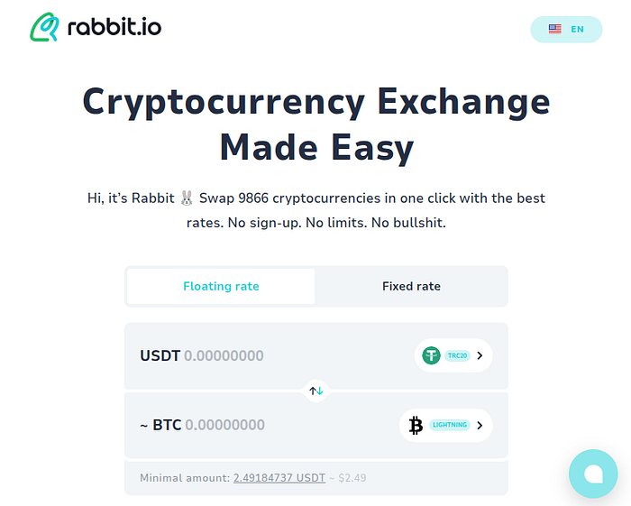 rabbit.io 上的最低交换金额