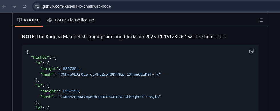 Screenshot from Kadena's GitHub