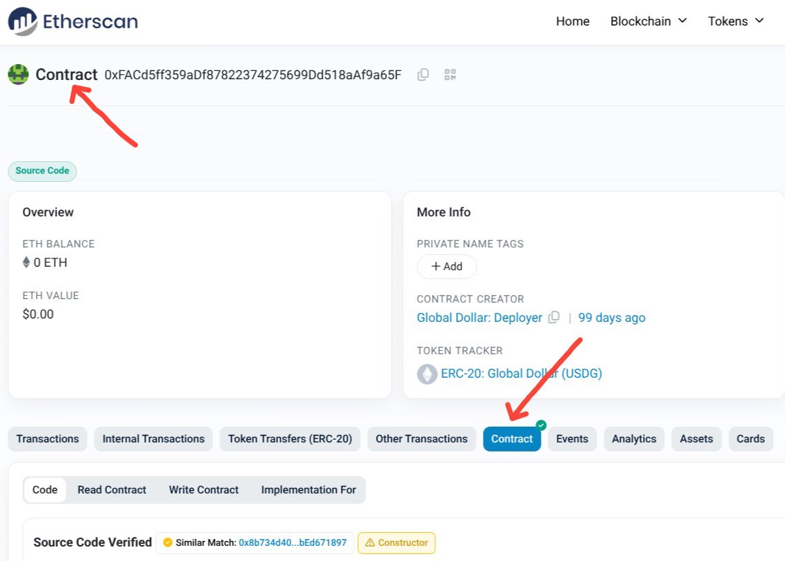 Contract label on block explorer