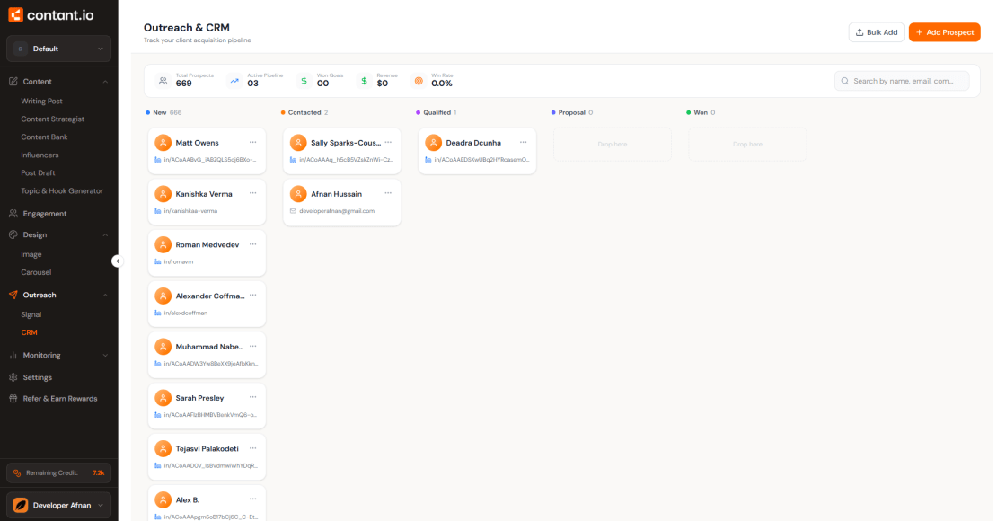 Outreach CRM screenshot