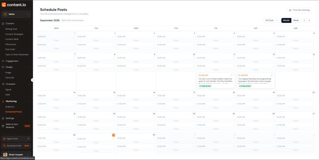 Month & Week Calendar Views screenshot