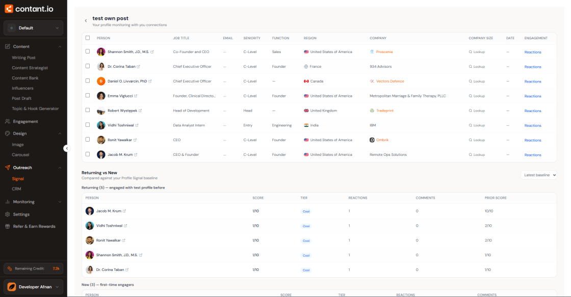 Profile Signals screenshot