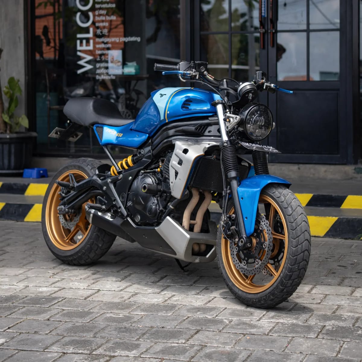 Kawasaki ER-6N XSR9 Blue for rent in Canggu Bali motorbike rental photo 1