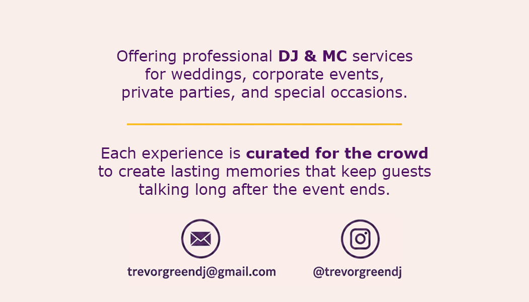 Trevor Green DJ business card back