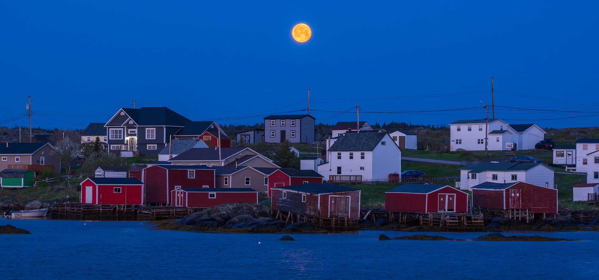 Moonset Over Sheds in Tilting