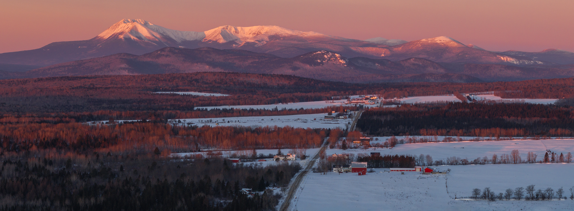 Mt. Katahdin Over Farms on a Winter Sunrise