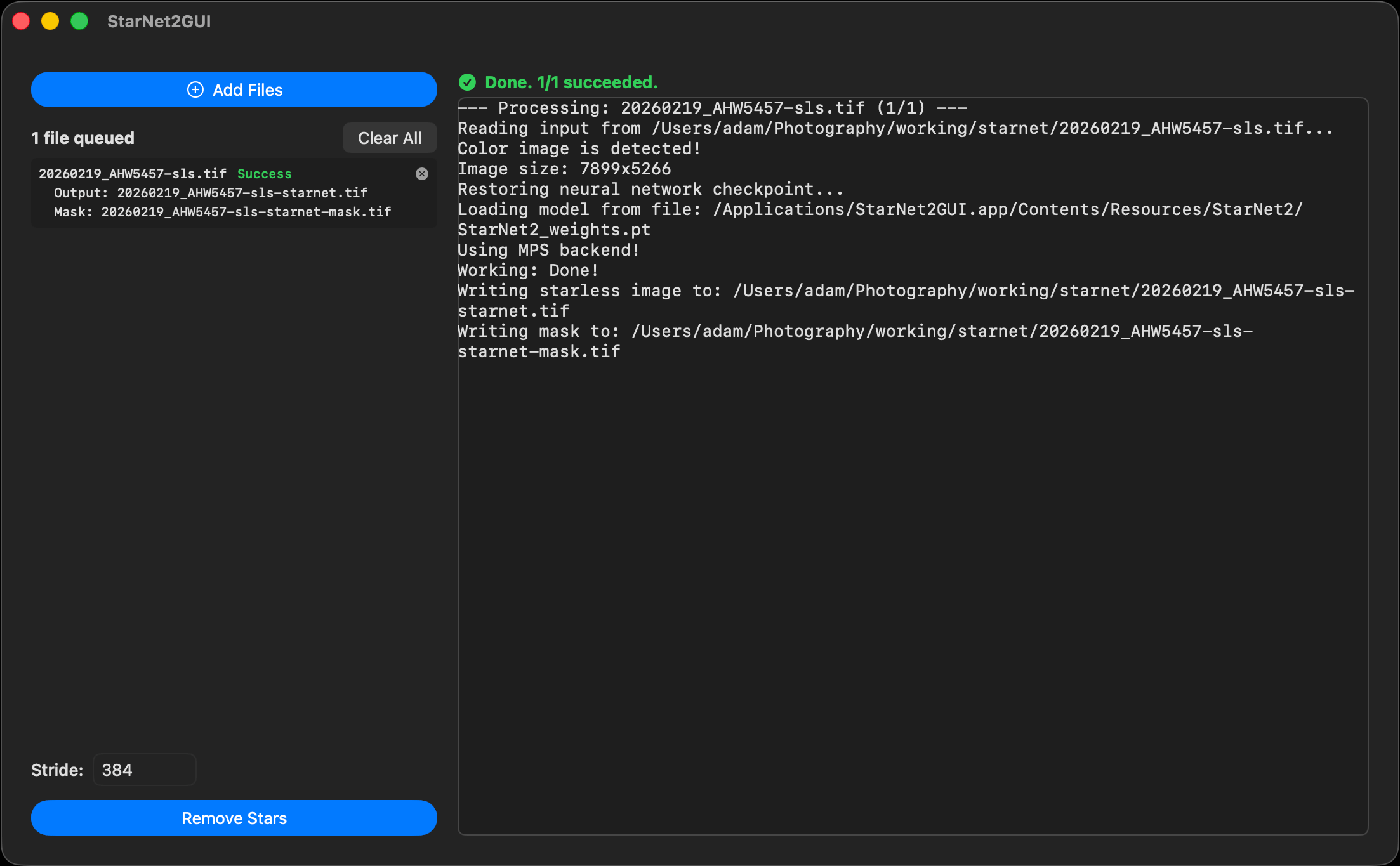 StarNet2 GUI for macOS application window