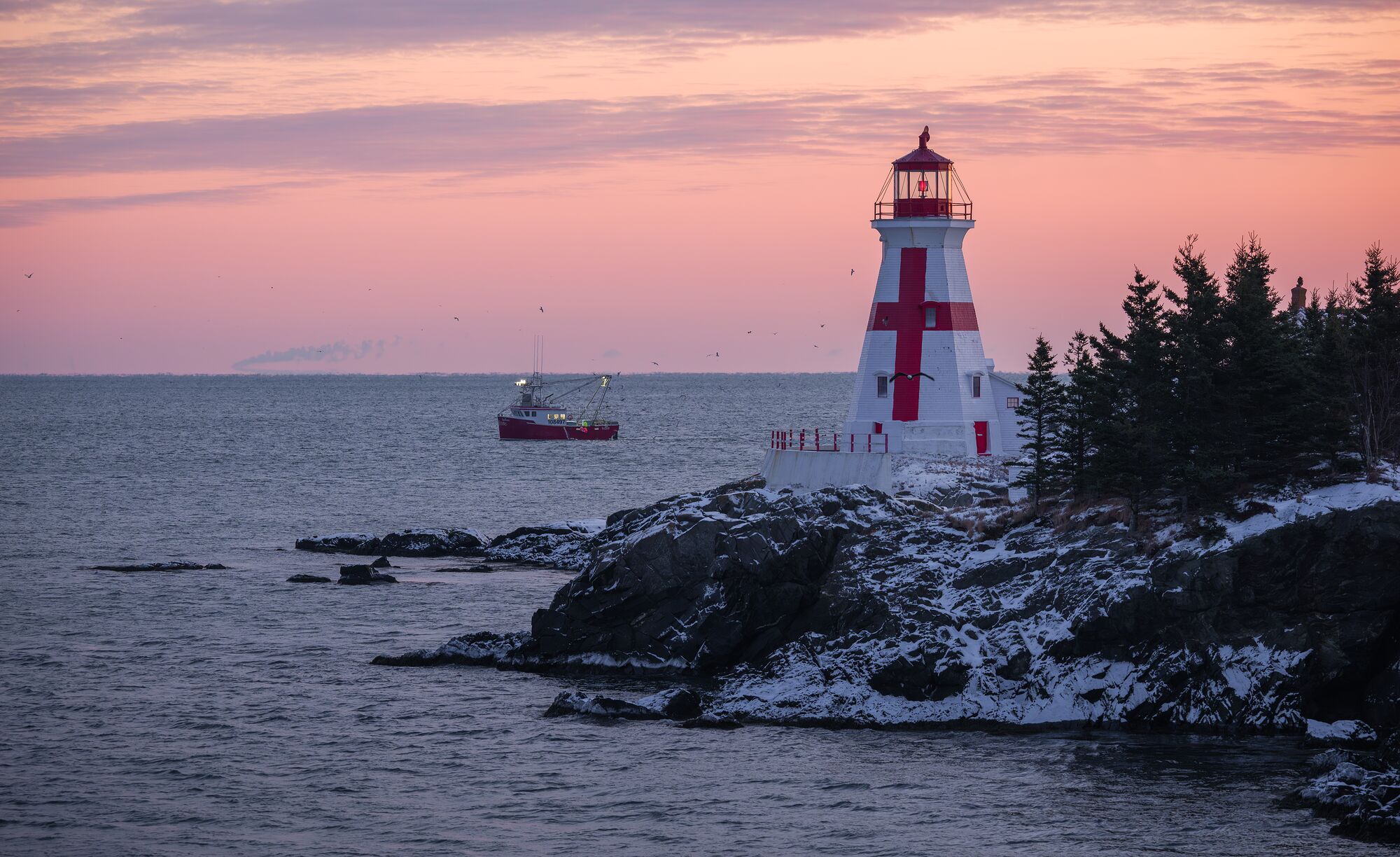 Head Harbour Lighthouse and Fishing Boat
