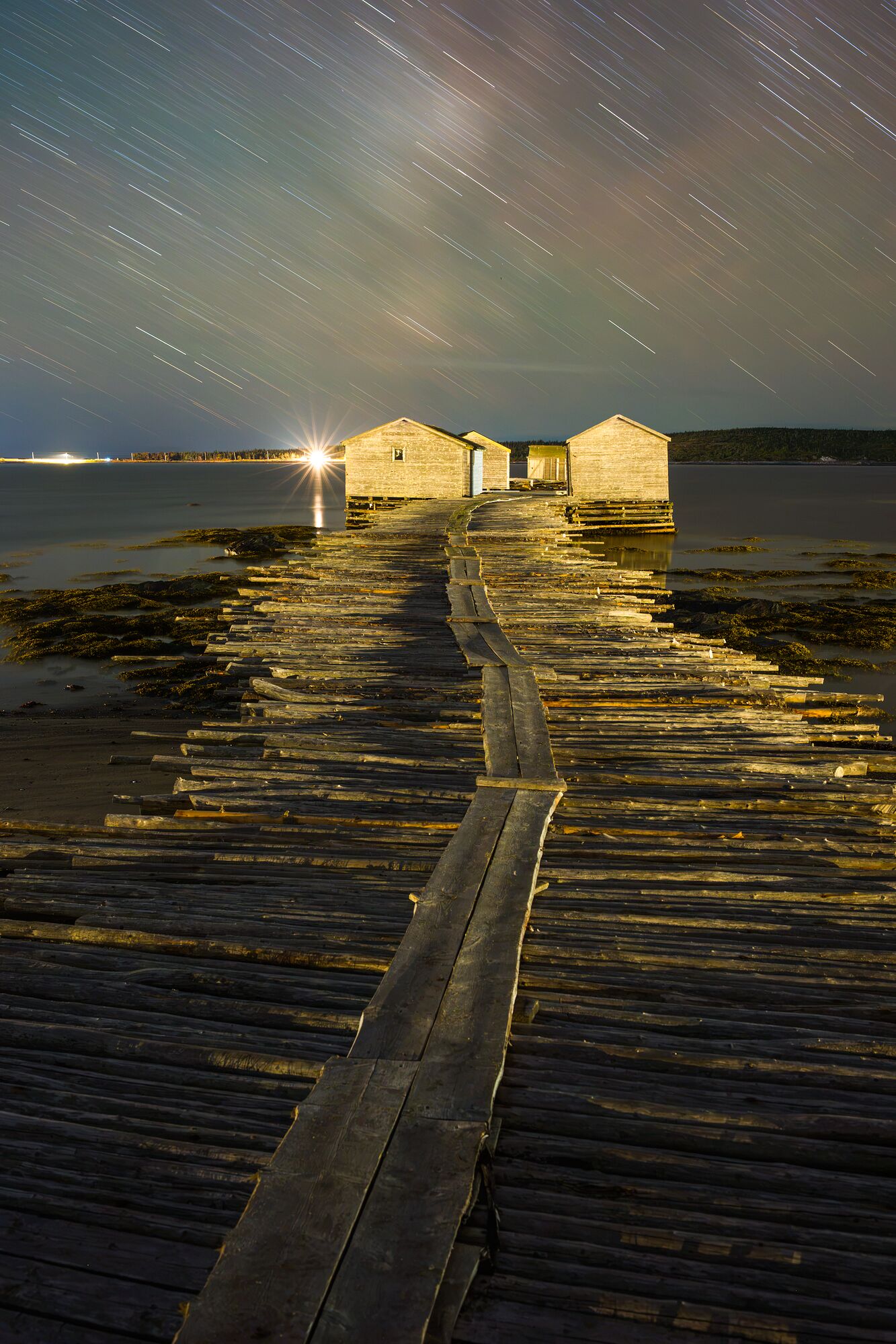 Star Trails over Fishing Stages