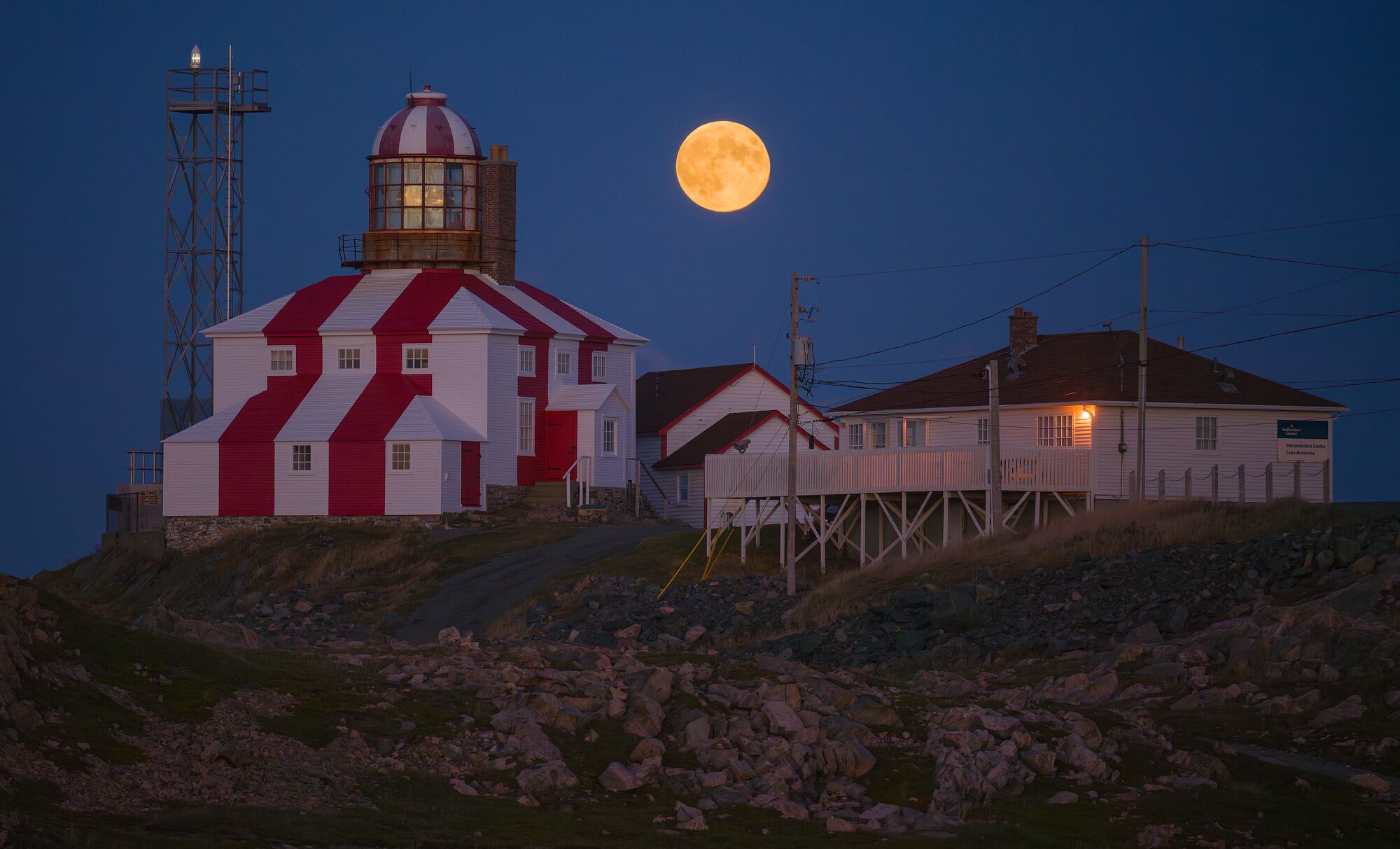 Full Moon Over Bonavista Lighthouse