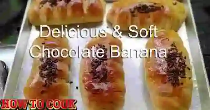 Comparison Image: delicious and soft chocolate banana rolls with sprinkles on a baking sheet with the words delicious and soft chocolate banana rolls with sprinkles on top