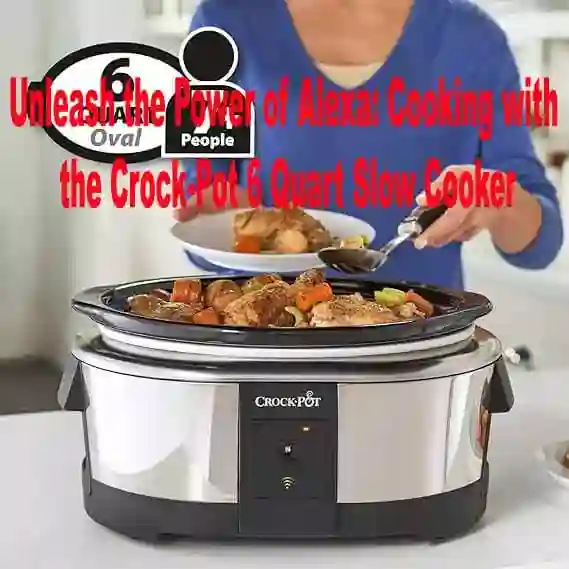Comparison Image: a woman using a Crock-Pot 6 Quart Slow Cooker  to cook food in the crock pot and slow cooker is on the counter