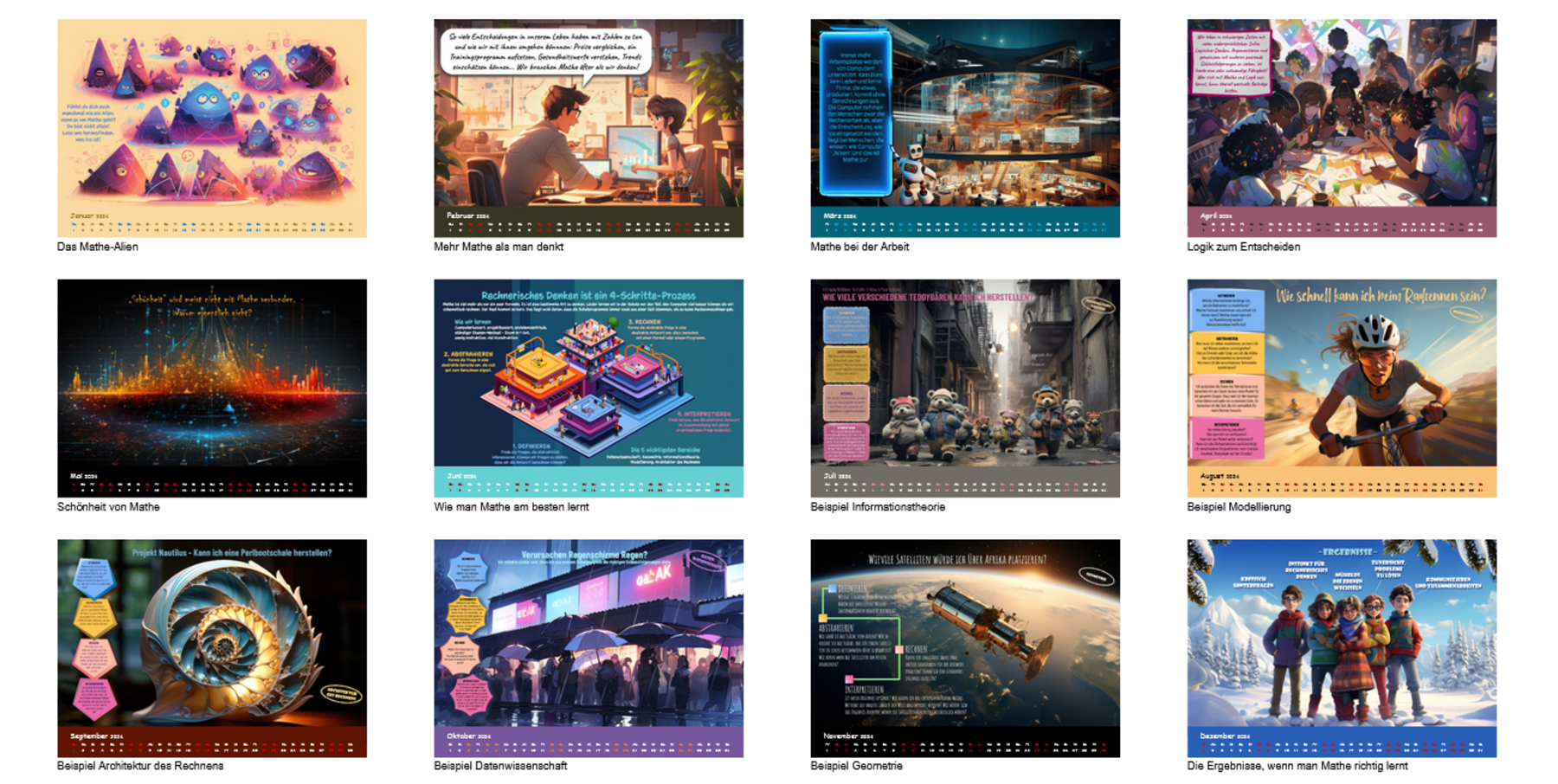Preview calendar pages