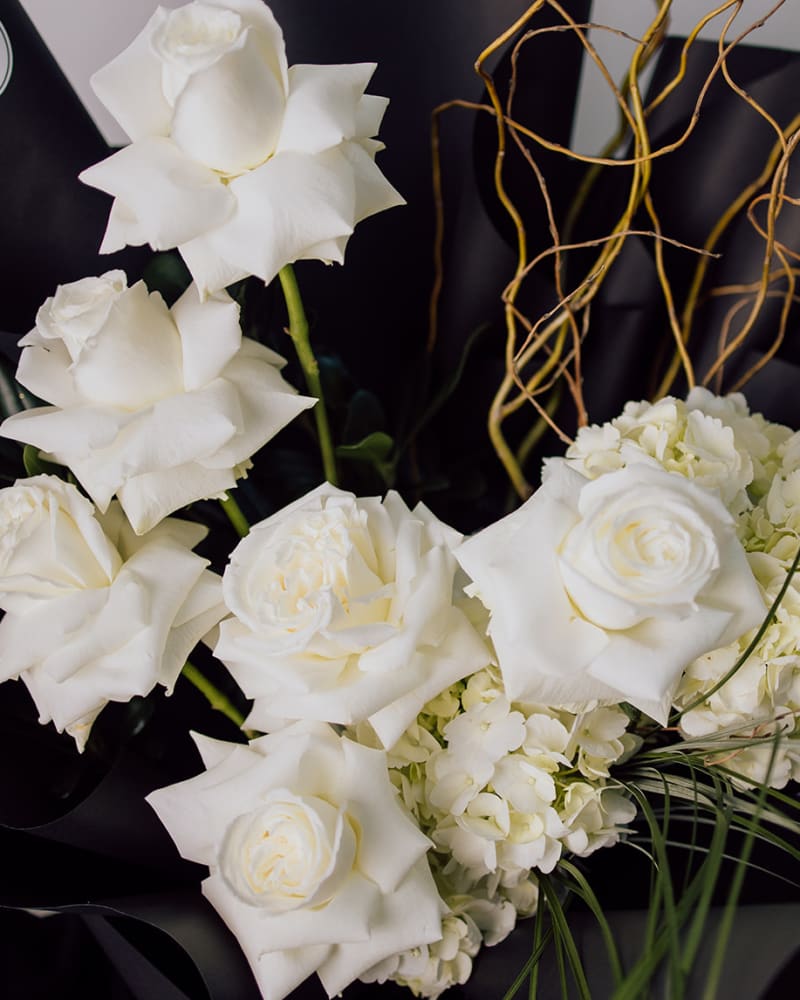 white and green flowers close up