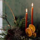 woodland moss table centre with candles 