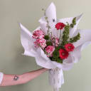 Chromatic edge bouquet, hot pink, lime green, structural