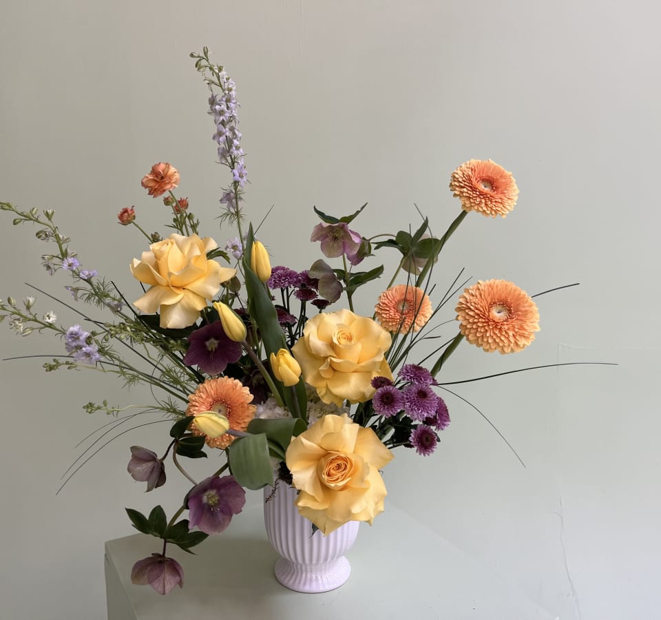 Fresh flowers in a beautifully staged living room