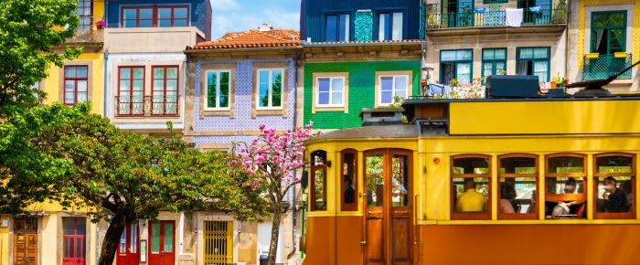 Panoramic view of the city of Porto on a beautiful summer day. Porto, Portugal